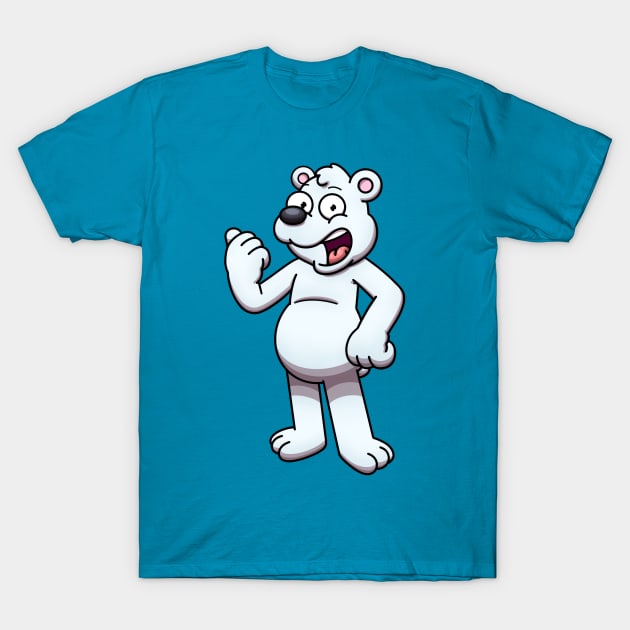 Friendly Cartoon Polar Bear T-Shirt by TheMaskedTooner